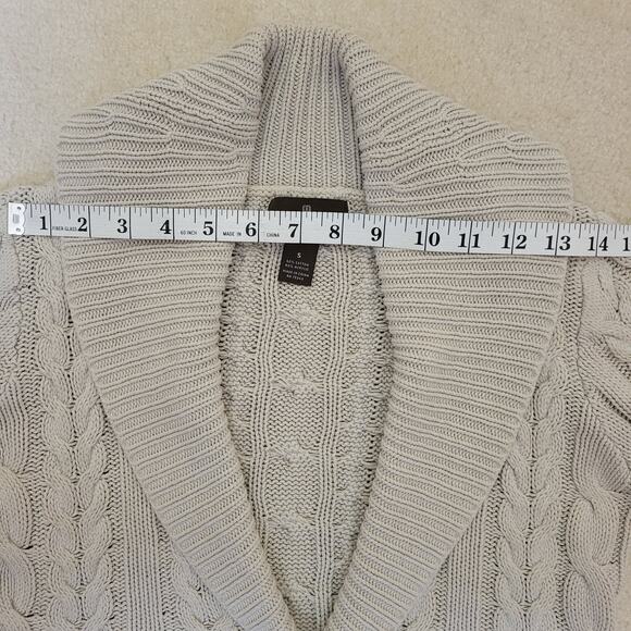 Fenn Wright Manson Size S Cable Fisherman Knit Shawl Collar Cardigan Sweater - Picture 10 of 16